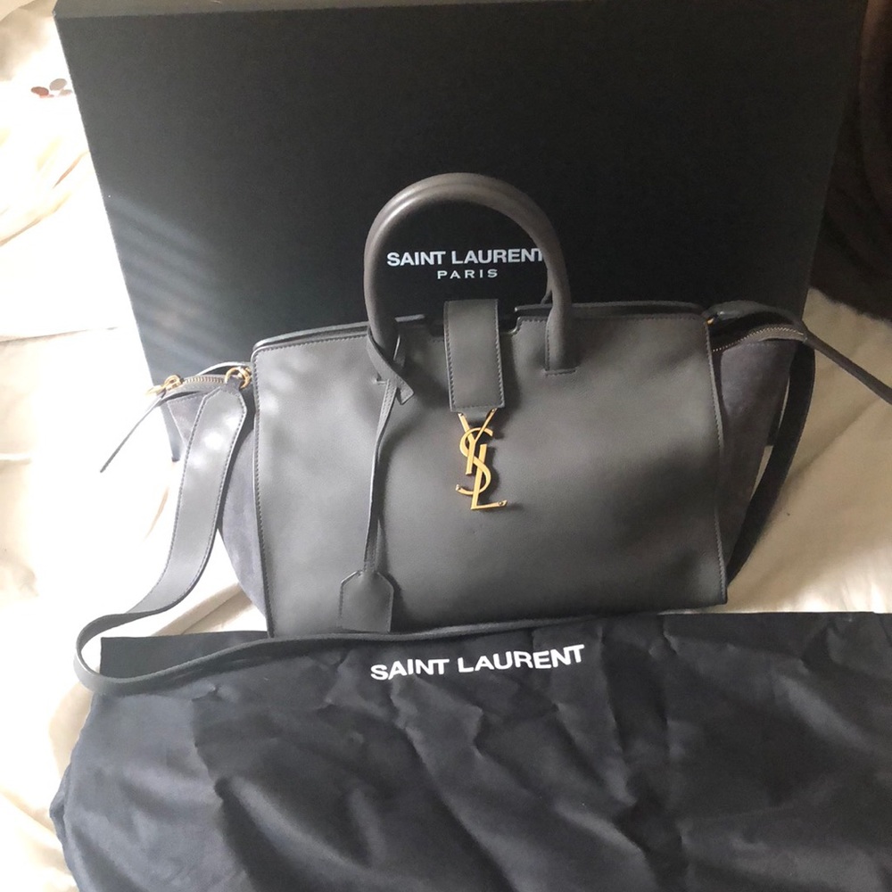 2017 collection YSL Monogramme Tote.  Color: Grey.